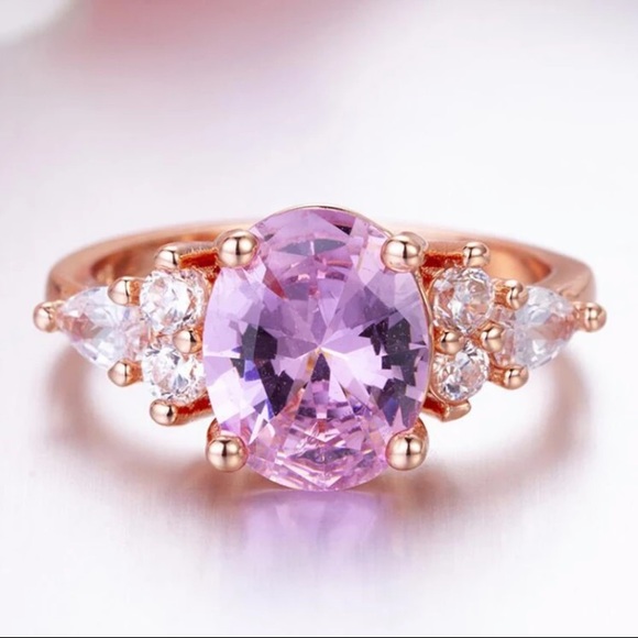 Pink Zircon Crystal Princess Ring - Picture 2 of 3